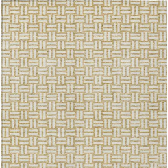Gold And Beige Geometric Washable Indoor Outdoor Area Rug Photo 8