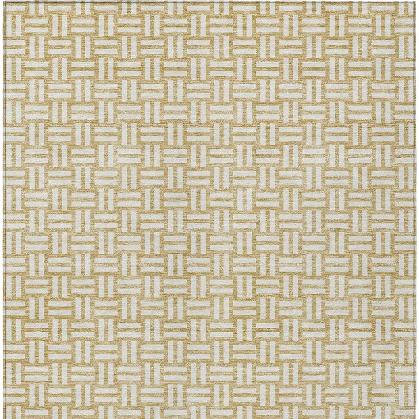 Gold And Beige Geometric Washable Indoor Outdoor Area Rug Photo 8