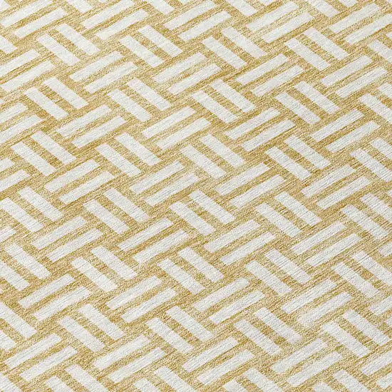 Gold And Beige Geometric Washable Indoor Outdoor Area Rug Photo 6