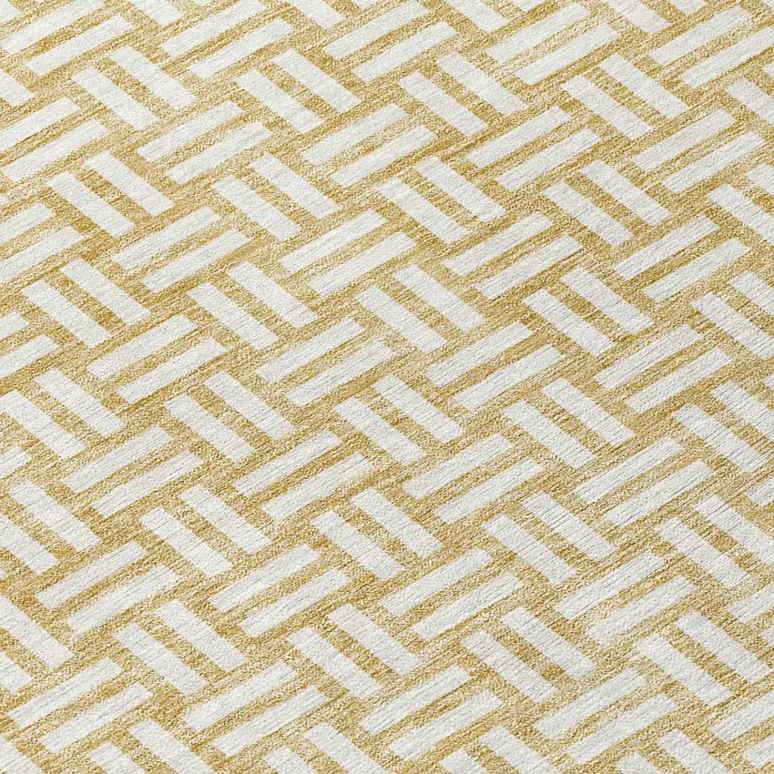 Gold And Beige Geometric Washable Indoor Outdoor Area Rug Photo 6