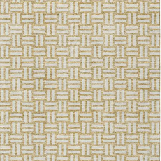 Gold And Beige Geometric Washable Indoor Outdoor Area Rug Photo 7