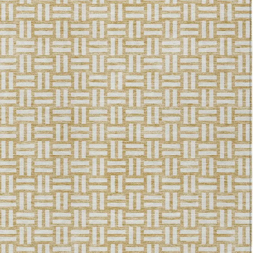 Gold And Beige Geometric Washable Indoor Outdoor Area Rug Photo 7