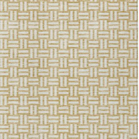 Gold And Beige Geometric Washable Indoor Outdoor Area Rug Photo 7