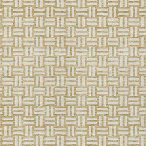 Photo of Gold And Beige Geometric Washable Indoor Outdoor Area Rug