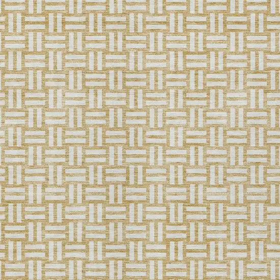 Gold And Beige Geometric Washable Indoor Outdoor Area Rug Photo 7