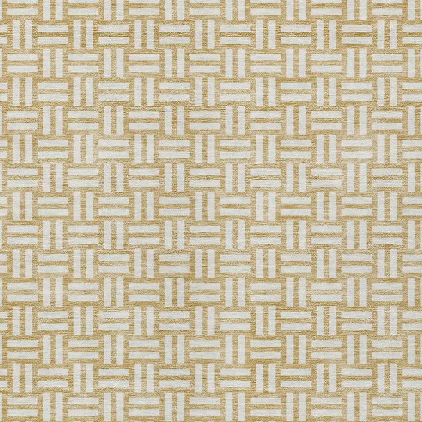Gold And Beige Geometric Washable Indoor Outdoor Area Rug Photo 7