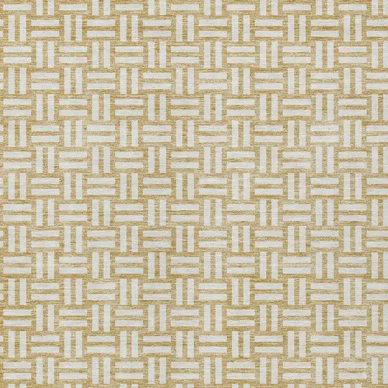 Gold And Beige Geometric Washable Indoor Outdoor Area Rug Photo 7