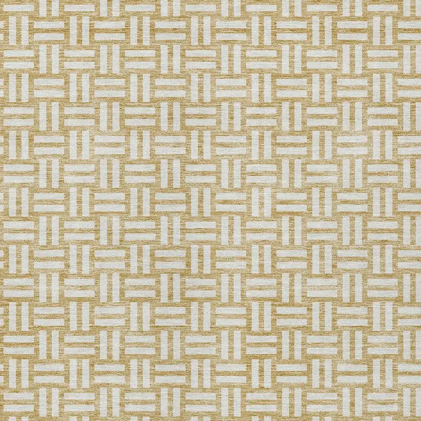 Gold And Beige Geometric Washable Indoor Outdoor Area Rug Photo 7
