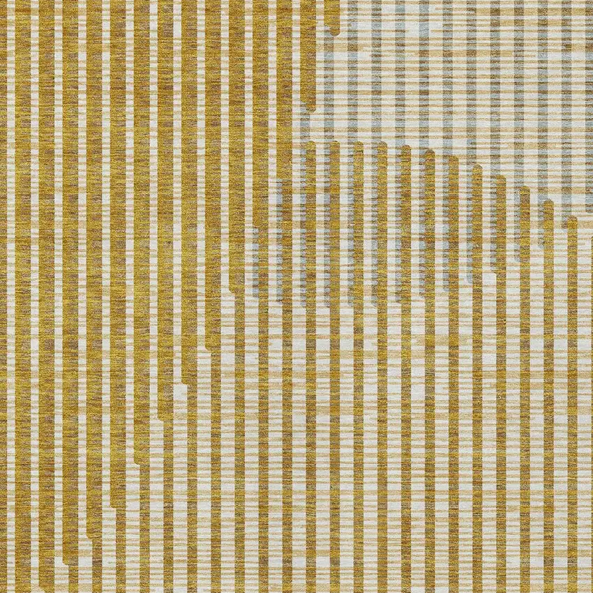 Gold And Beige Geometric Washable Indoor Outdoor Area Rug Photo 6