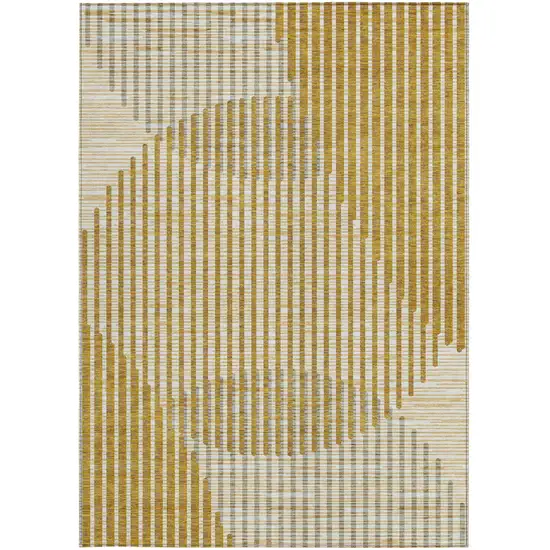 Gold And Beige Geometric Washable Indoor Outdoor Area Rug Photo 7