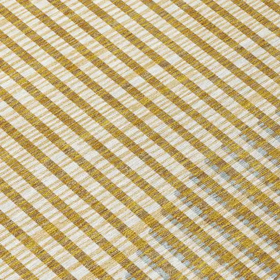 Gold And Beige Geometric Washable Indoor Outdoor Area Rug Photo 5