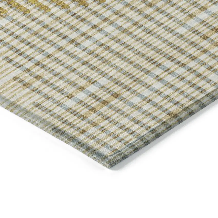 Gold And Beige Geometric Washable Indoor Outdoor Area Rug Photo 4