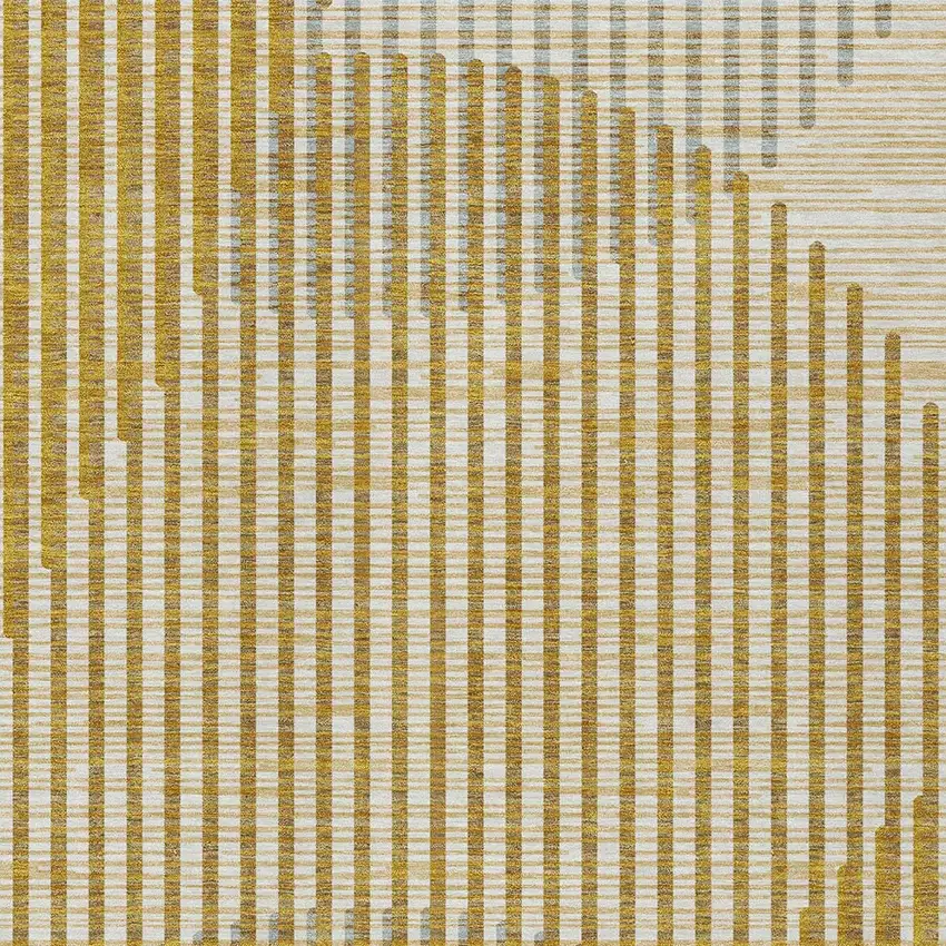 Gold And Beige Geometric Washable Indoor Outdoor Area Rug Photo 6