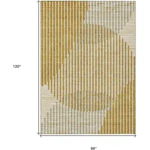Photo of Gold And Beige Geometric Washable Indoor Outdoor Area Rug