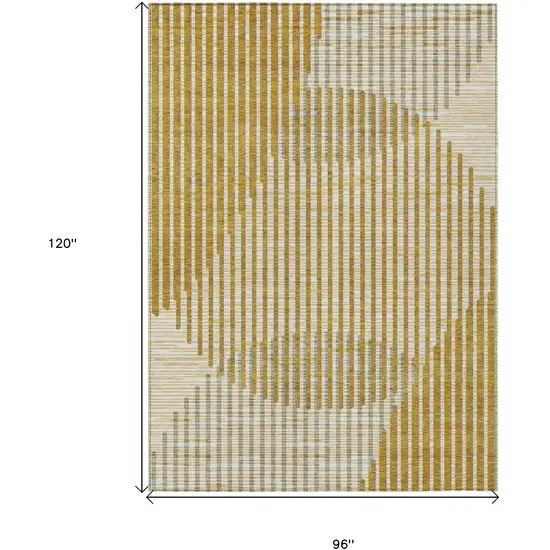 Gold And Beige Geometric Washable Indoor Outdoor Area Rug Photo 3