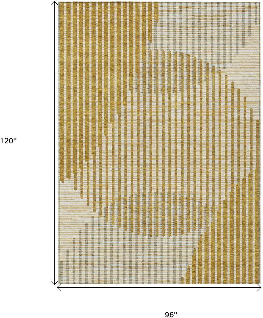 Gold And Beige Geometric Washable Indoor Outdoor Area Rug Photo 3