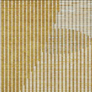 Photo of Gold And Beige Geometric Washable Indoor Outdoor Area Rug