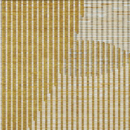 Gold And Beige Geometric Washable Indoor Outdoor Area Rug Photo 6