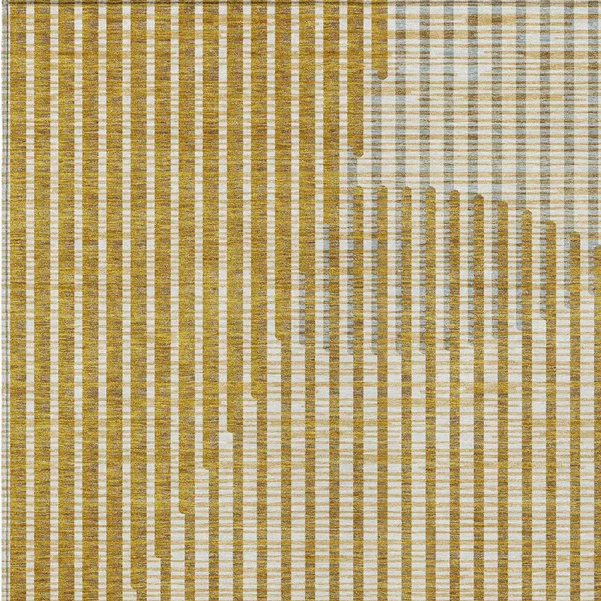 Gold And Beige Geometric Washable Indoor Outdoor Area Rug Photo 6