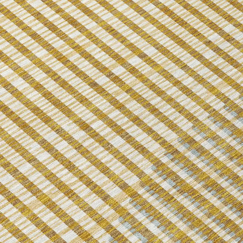 Gold And Beige Geometric Washable Indoor Outdoor Area Rug Photo 5