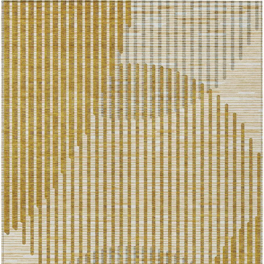 Gold And Beige Geometric Washable Indoor Outdoor Area Rug Photo 6