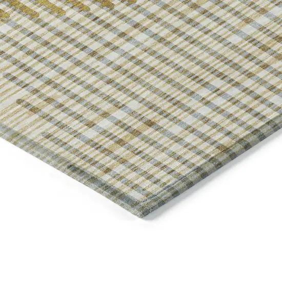 Gold And Beige Geometric Washable Indoor Outdoor Area Rug Photo 3