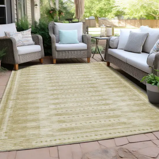Gold And Beige Geometric Washable Indoor Outdoor Area Rug Photo 6