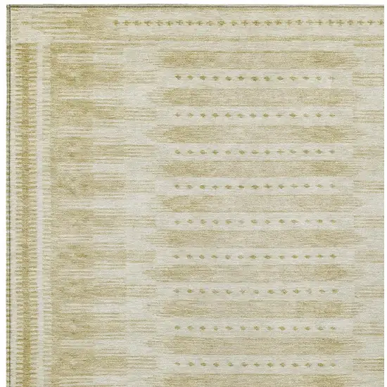 Gold And Beige Geometric Washable Indoor Outdoor Area Rug Photo 3