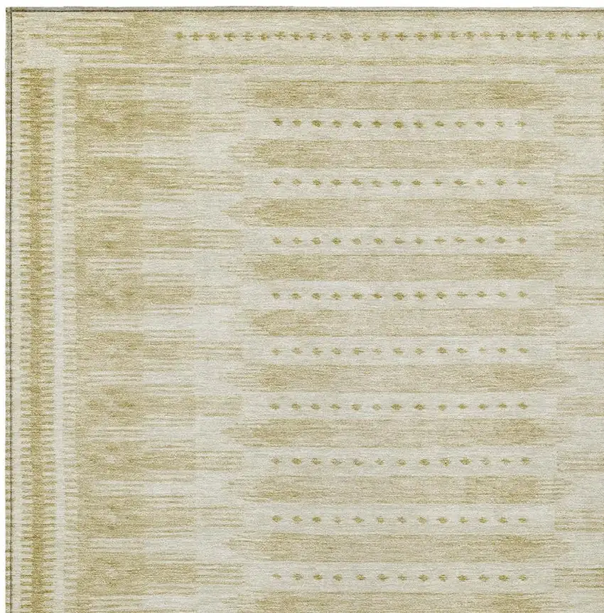 Gold And Beige Geometric Washable Indoor Outdoor Area Rug Photo 3