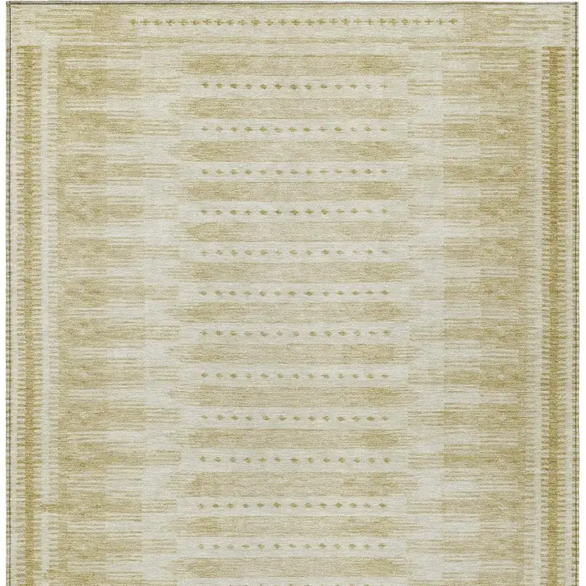 Gold And Beige Geometric Washable Indoor Outdoor Area Rug Photo 4