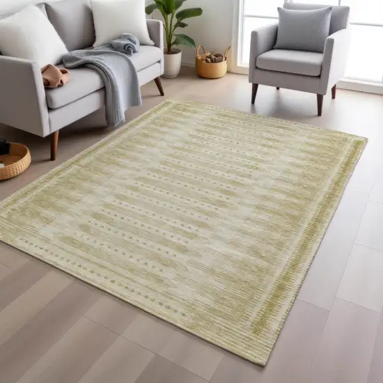 Gold And Beige Geometric Washable Indoor Outdoor Area Rug Photo 7
