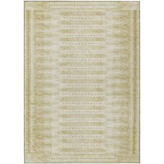 Gold And Beige Geometric Washable Indoor Outdoor Area Rug Photo 1