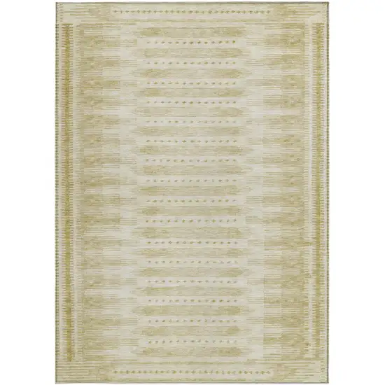 Gold And Beige Geometric Washable Indoor Outdoor Area Rug Photo 3