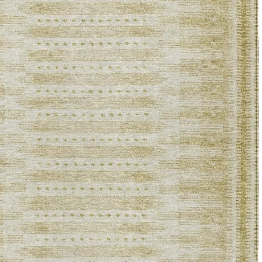 Gold And Beige Geometric Washable Indoor Outdoor Area Rug Photo 4
