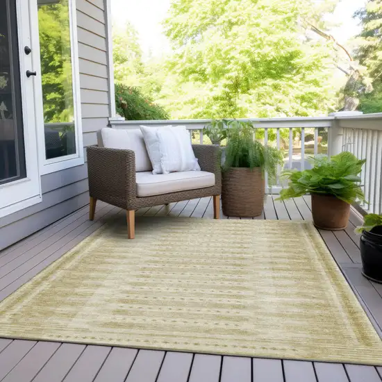 Gold And Beige Geometric Washable Indoor Outdoor Area Rug Photo 9