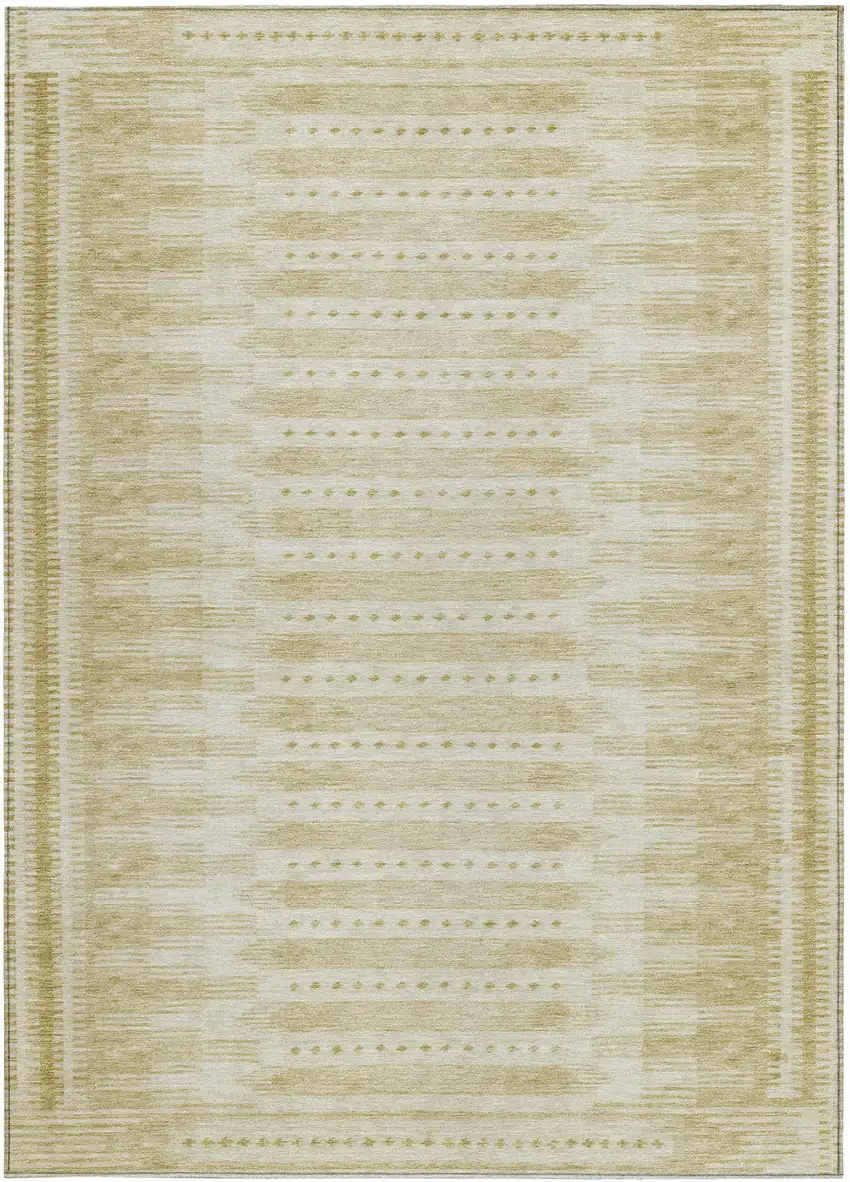Gold And Beige Geometric Washable Indoor Outdoor Area Rug Photo 3