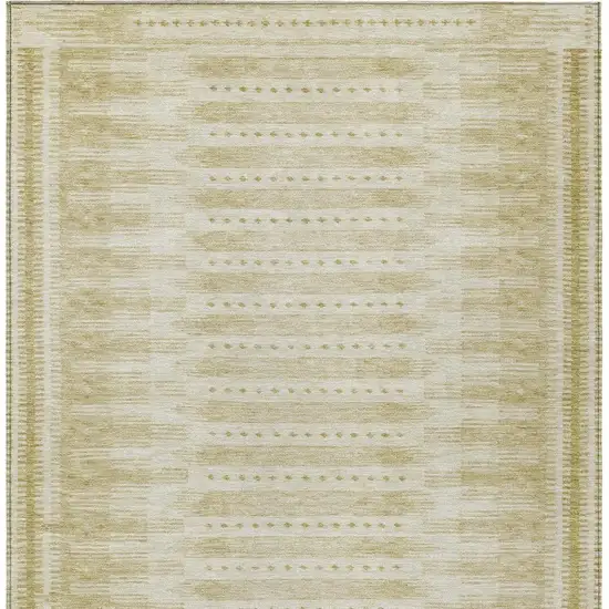 Gold And Beige Geometric Washable Indoor Outdoor Area Rug Photo 4