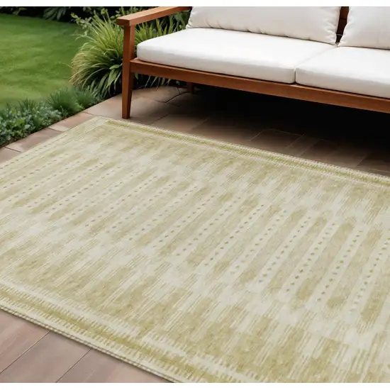 Gold And Beige Geometric Washable Indoor Outdoor Area Rug Photo 2