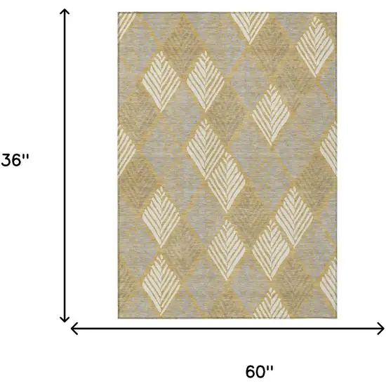 Gold And Beige Geometric Washable Indoor Outdoor Area Rug Photo 5