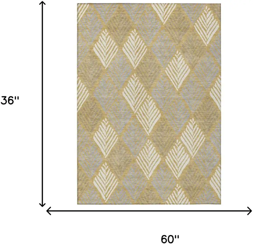 Gold And Beige Geometric Washable Indoor Outdoor Area Rug Photo 5