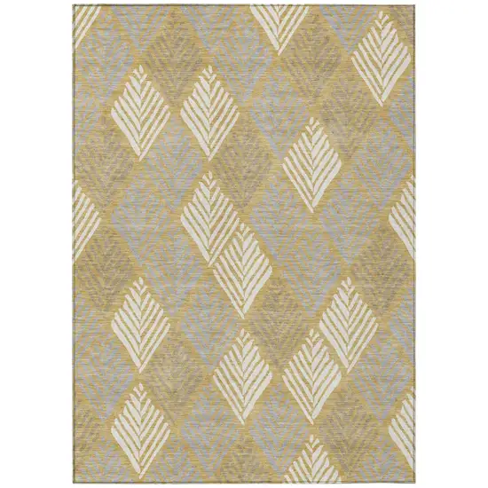 Gold And Beige Geometric Washable Indoor Outdoor Area Rug Photo 2