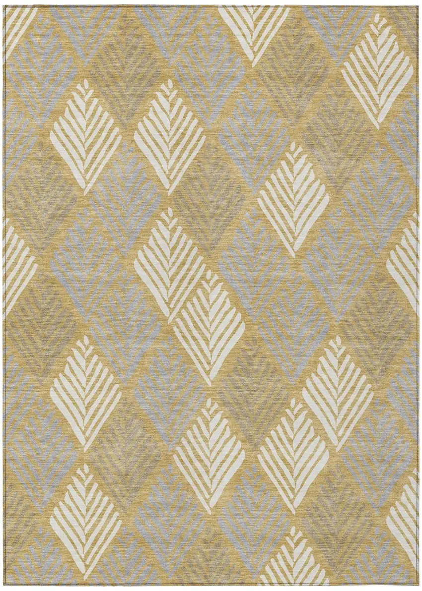 Gold And Beige Geometric Washable Indoor Outdoor Area Rug Photo 2