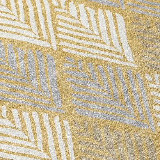 Gold And Beige Geometric Washable Indoor Outdoor Area Rug Photo 4