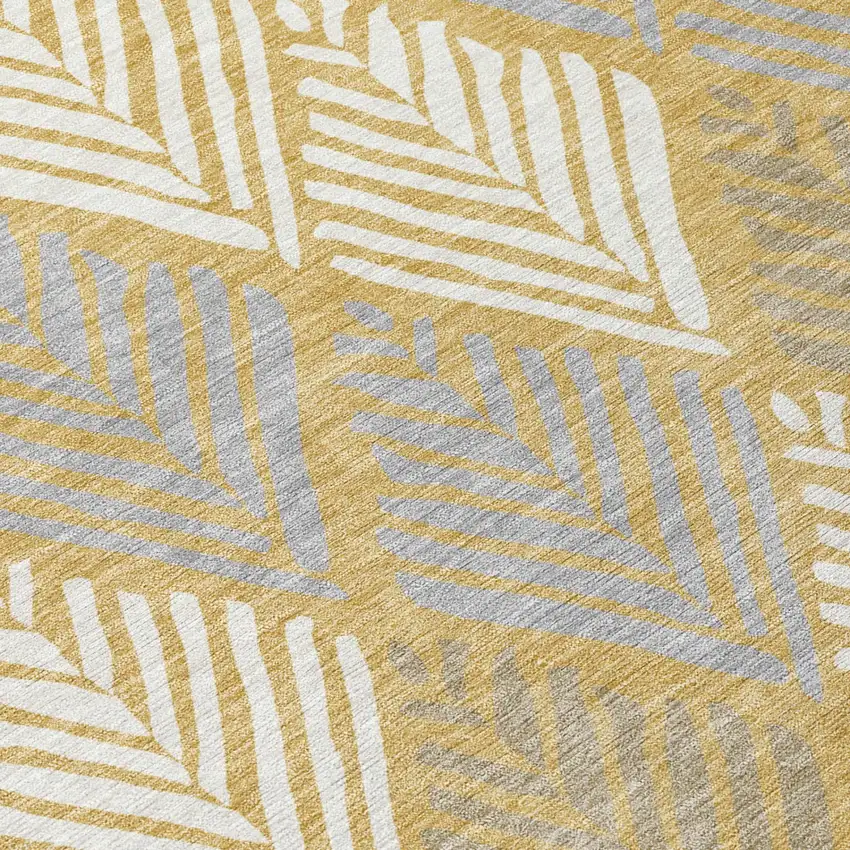 Gold And Beige Geometric Washable Indoor Outdoor Area Rug Photo 4