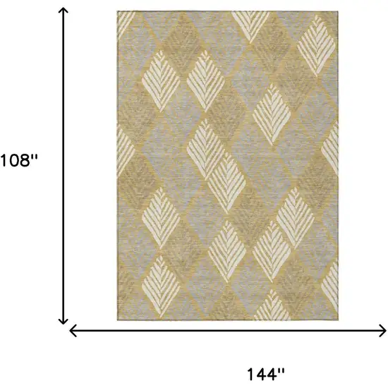 Gold And Beige Geometric Washable Indoor Outdoor Area Rug Photo 5