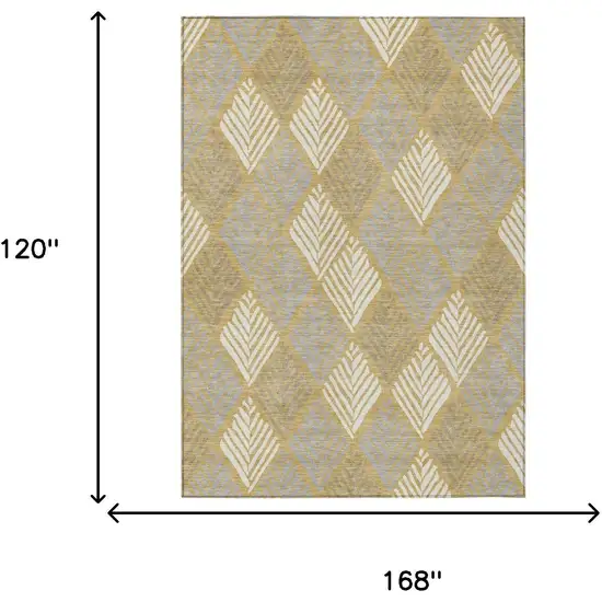 Gold And Beige Geometric Washable Indoor Outdoor Area Rug Photo 5