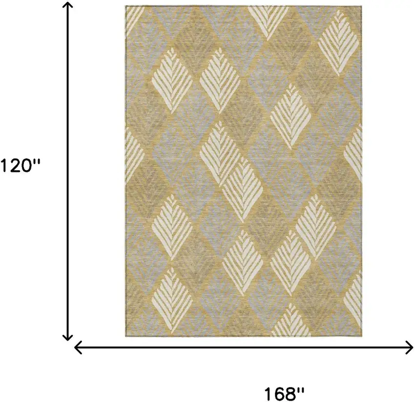 Gold And Beige Geometric Washable Indoor Outdoor Area Rug Photo 5