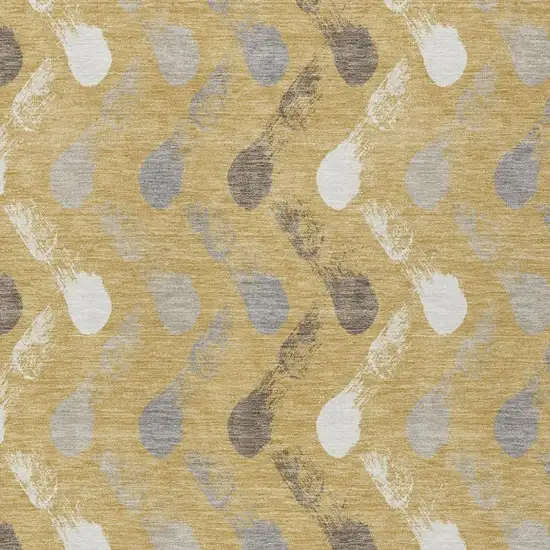 Gold And Beige Geometric Washable Indoor Outdoor Area Rug Photo 2