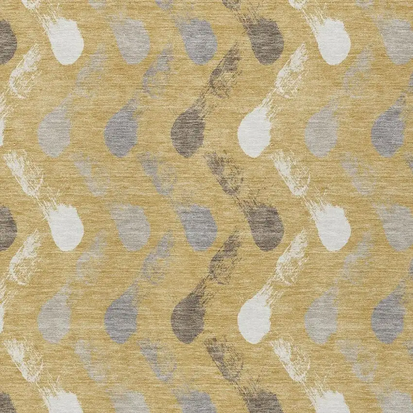 Gold And Beige Geometric Washable Indoor Outdoor Area Rug Photo 2