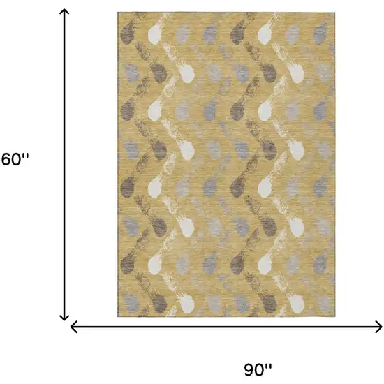 Gold And Beige Geometric Washable Indoor Outdoor Area Rug Photo 6